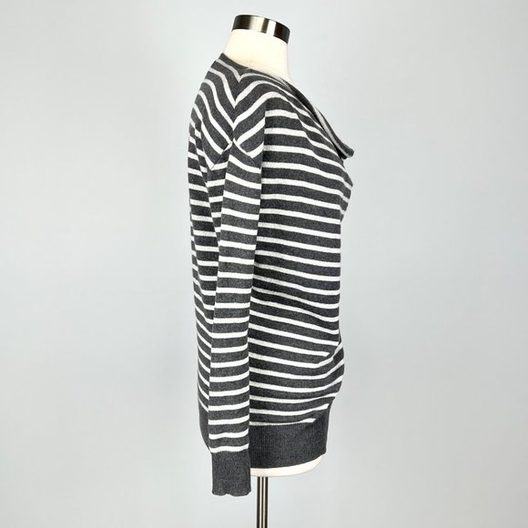 Demylee for Scoop Womens Cashmere Gray Stripe Sweater Cowl Neck size XS - Picture 5 of 11
